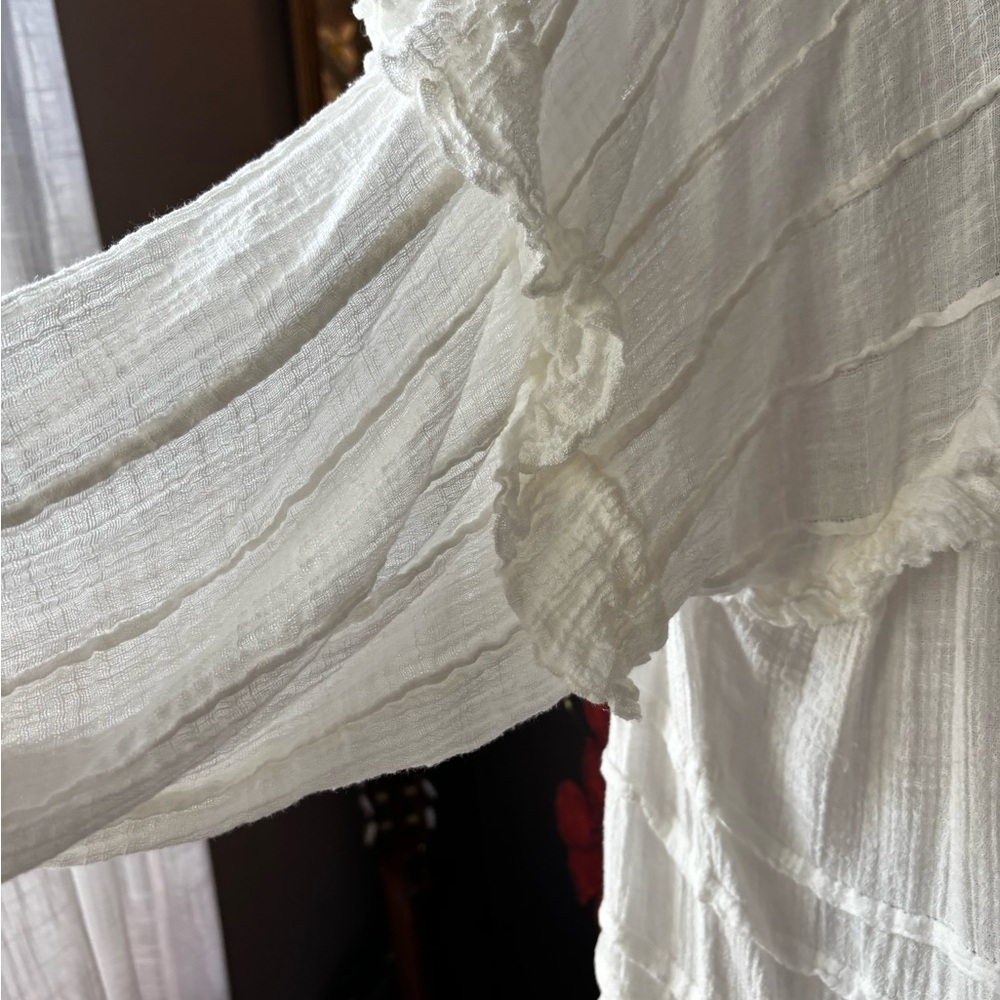 Free People Cream Ruffled Blouse - Picture 3 of 4